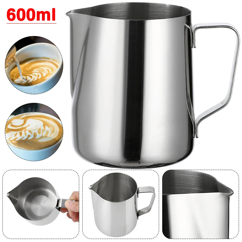 

350ml/600ml/1000ml Stainless Steel Milk Jug Fashion Frother Coffee Latte Container Metal Pitcher Mug Cup Kitchen Milk Tool