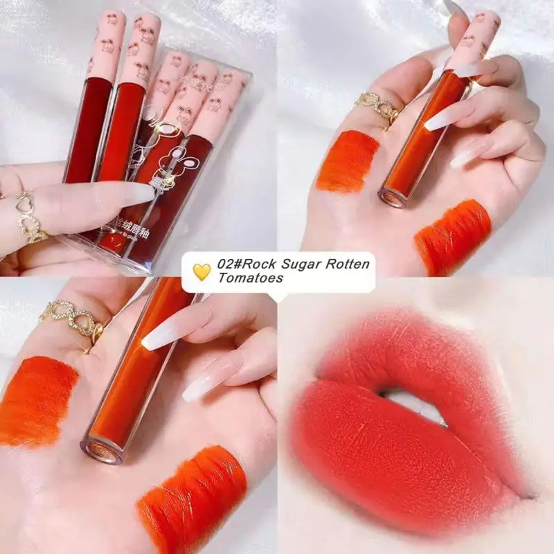 

3pcs/set Smooth Velvet Lip Gloss Intense Color Tint Lasting Comfort Liquid Lipstick Lips Makeup Maquiagem Cosmetics TSLM1