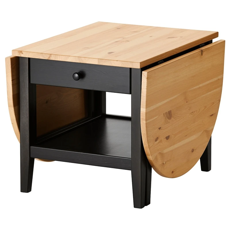 

zq Solid Wood Tea Table Side Table Foldable Solid Pine Wood Color Black