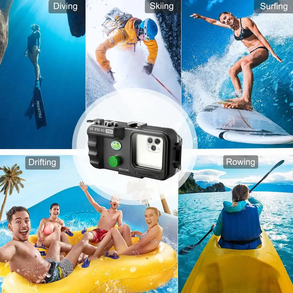 Фото Seafrogs SF-PH-01 Pro 40 метров/130 футов подводный корпус водонепроницаемый чехол для телефона для iPhone 14 Samsung S21 S22 Huawei Android №2