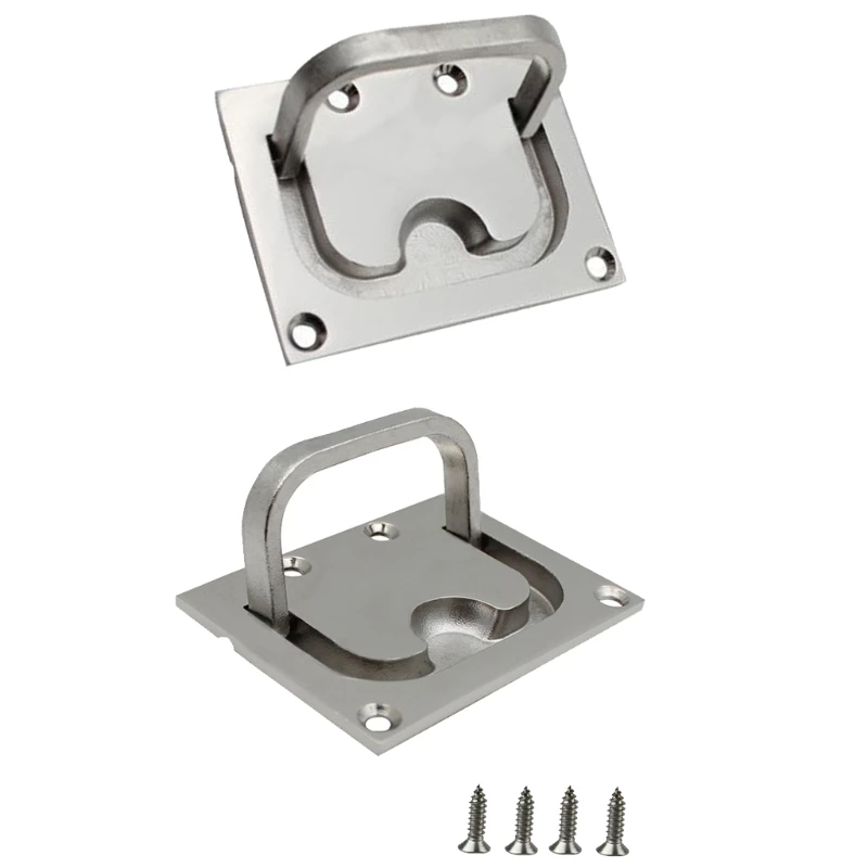 

316 Stainless Steel Hatch Pull Flush Lift Boat Ring Hatches Pull Handle with Mount Screws for Boat Deck Hatch Handle Y5GB