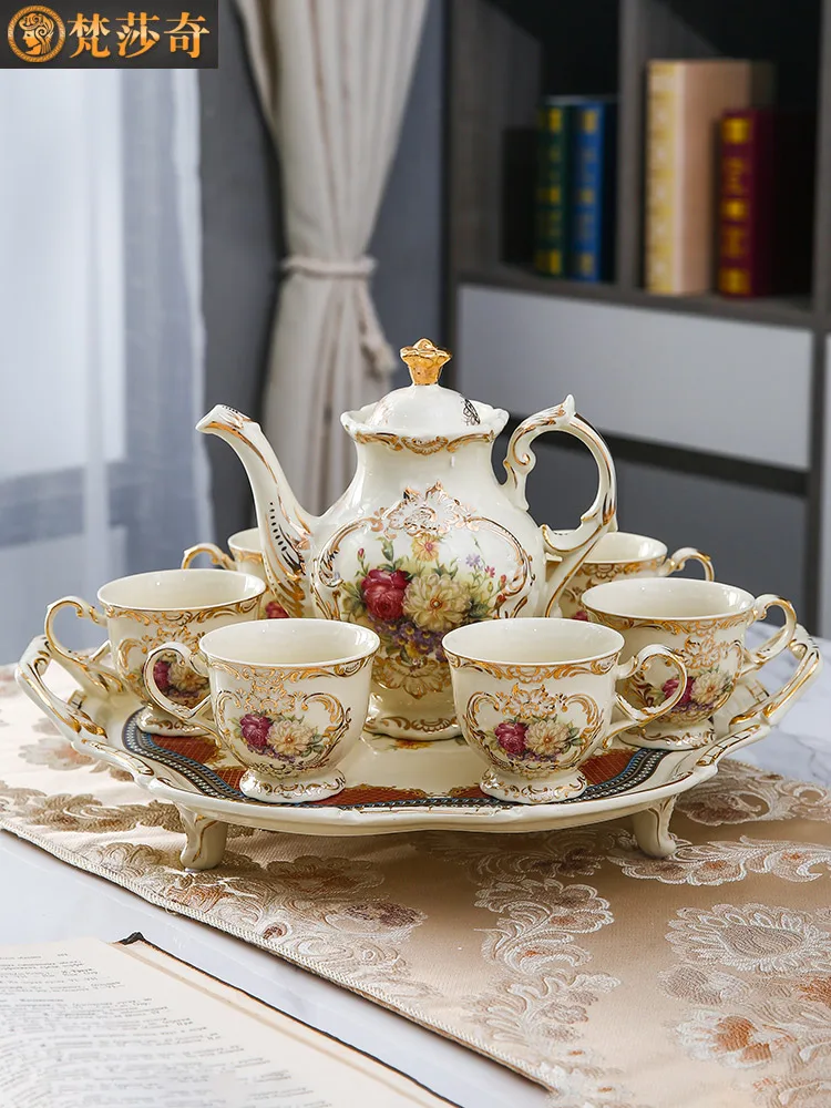 

European tea set household Ceramic Water Cup light luxury Nordic Living Room high-end Gift Coffee Cup tea set english tea set