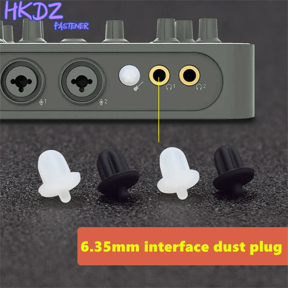 Black Rubber 6.35mm Audio Jack PC DVD Microphone Socket Dust Cover Silicone Rubber Anti Dust Plugs Interface Dustproof Cover