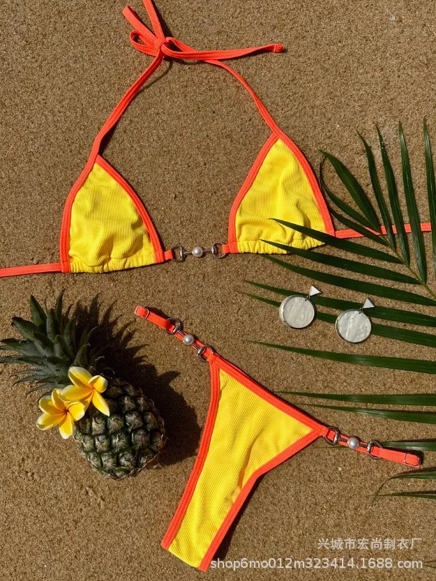 Комплекты бикини соблазнительные купальники с жемчужными цветами микро женские