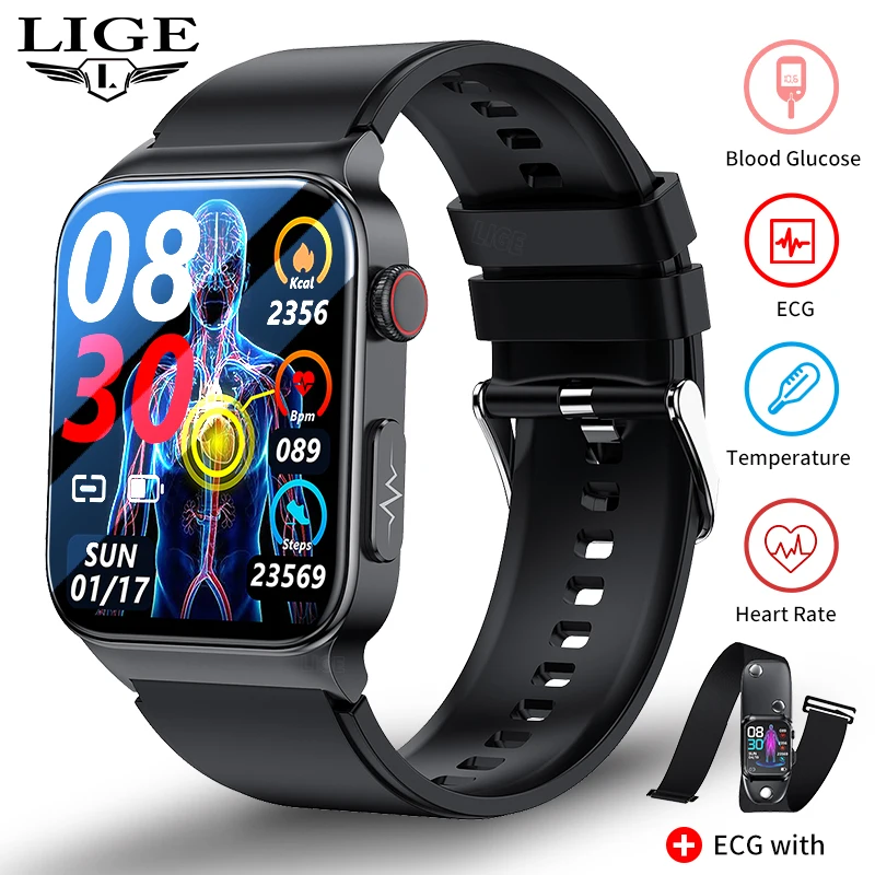 Смарт-часы LIGE мужские с ЭКГ, Bluetooth, водостойкие, IP68 | AliExpress
