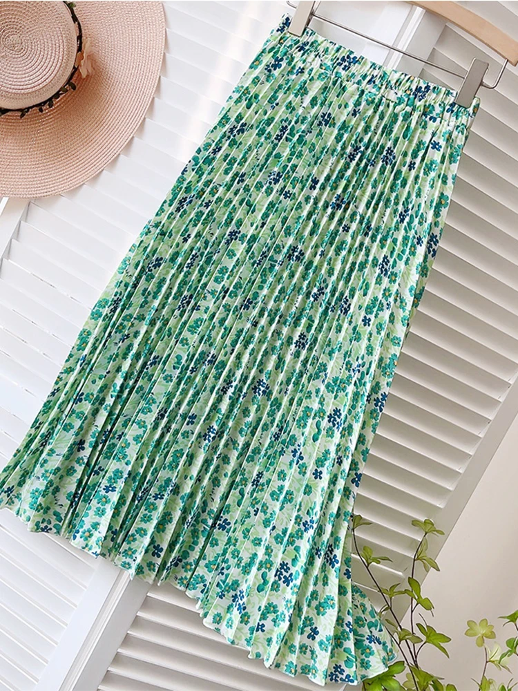 Женская шифоновая юбка с цветочным принтом TIGENA длинная универсальная