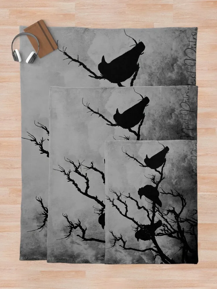 Ворона дневное желтое штормовое небо готическое искусство A526 плед одеяло