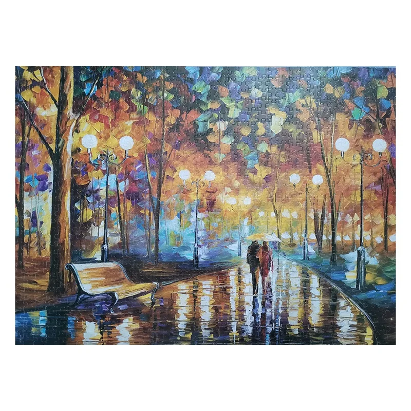 

1000 Pcs Jigsaw Puzzles Intellectual Game Learning Education Decompression For Adults Kids Walking In The Rain Night