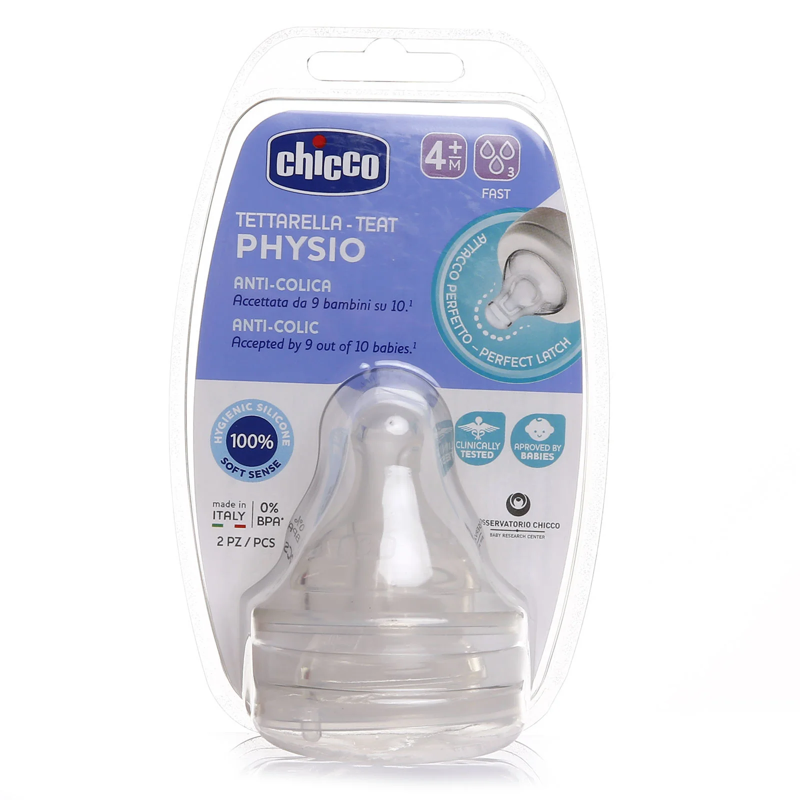 

ebebek Chicco New Wellbeing Bottle Teat 4 Months+ Fast Flow 2 Pack