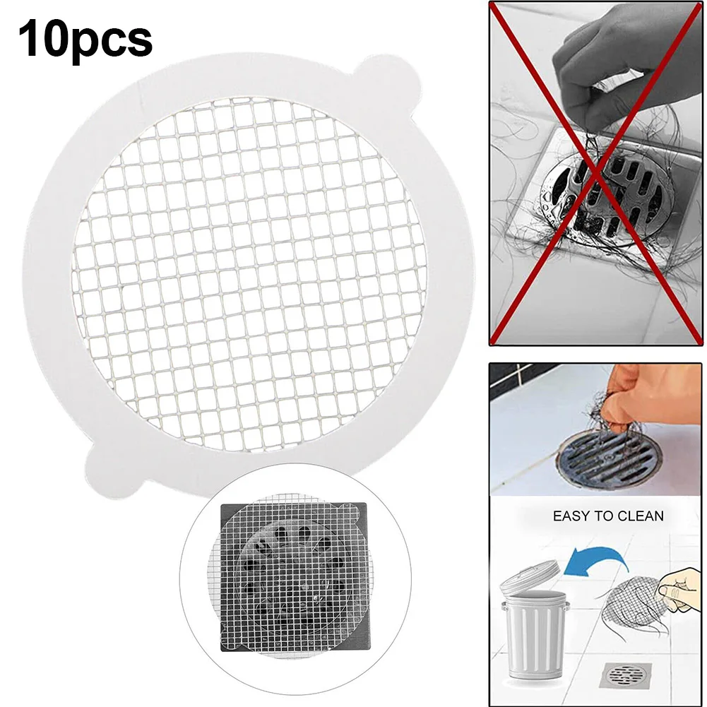 

10pcs Disposable Shower Drain Hair Catcher Cover Bathroom Sewer Sink Drain Hair Strainer Stopper Bathtubs Mesh Filter Sticker