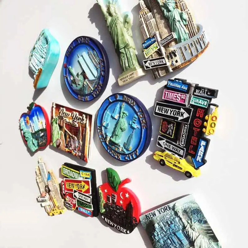 

3D New York City Classic Resin Fridge Magnets Home Kitchen Collectible Souvenirs Decorative Travel Gift