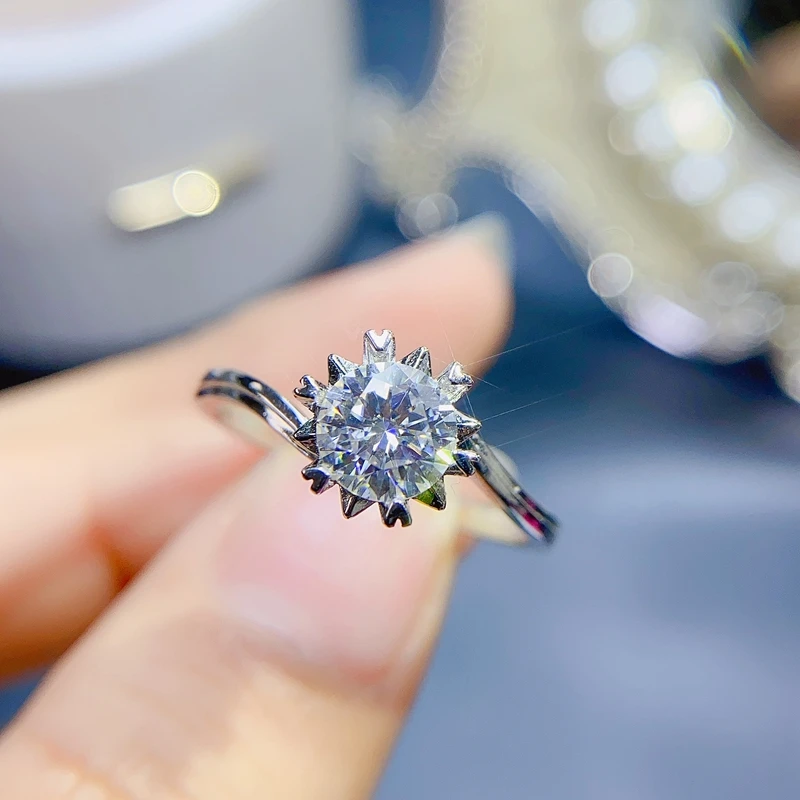 

Новое кольцо с муассанитом 10 цветов, искусственное серебро, красивый цвет, блестящее, 1 карат 2ct D VVS1