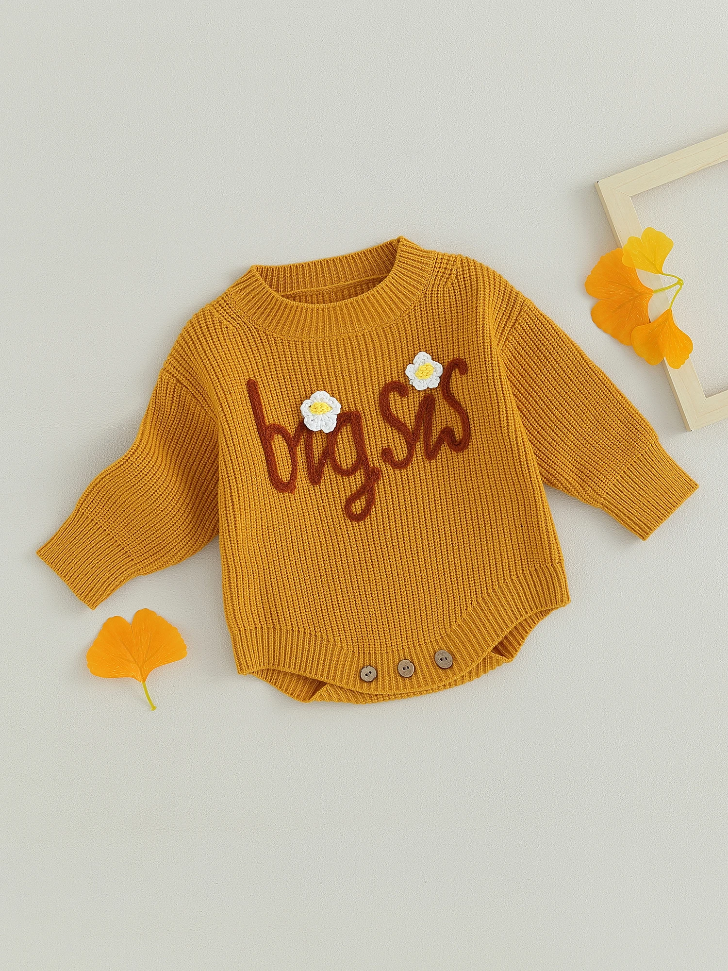 

Adorable Infant Girl s Knit Sweater Romper with Long Sleeves Crewneck and Embroidered Letters - Perfect for Fall and Winter