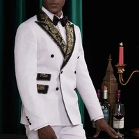 new arrival double breasted groomsmen peak lapel groom tuxedos men suits weddingprom best blazer jacketpantstie d160