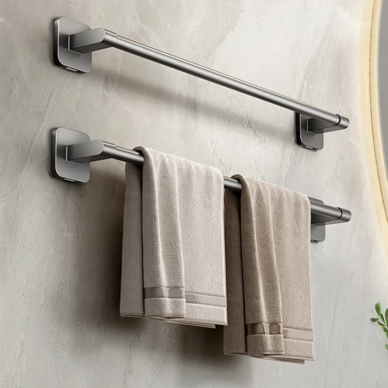 

Self-adhesive Towel Holder Space Aluminum No Drilling Bathroom Towel Organizers Towel Bar Bathroom Shelves Hand Towel Bar New