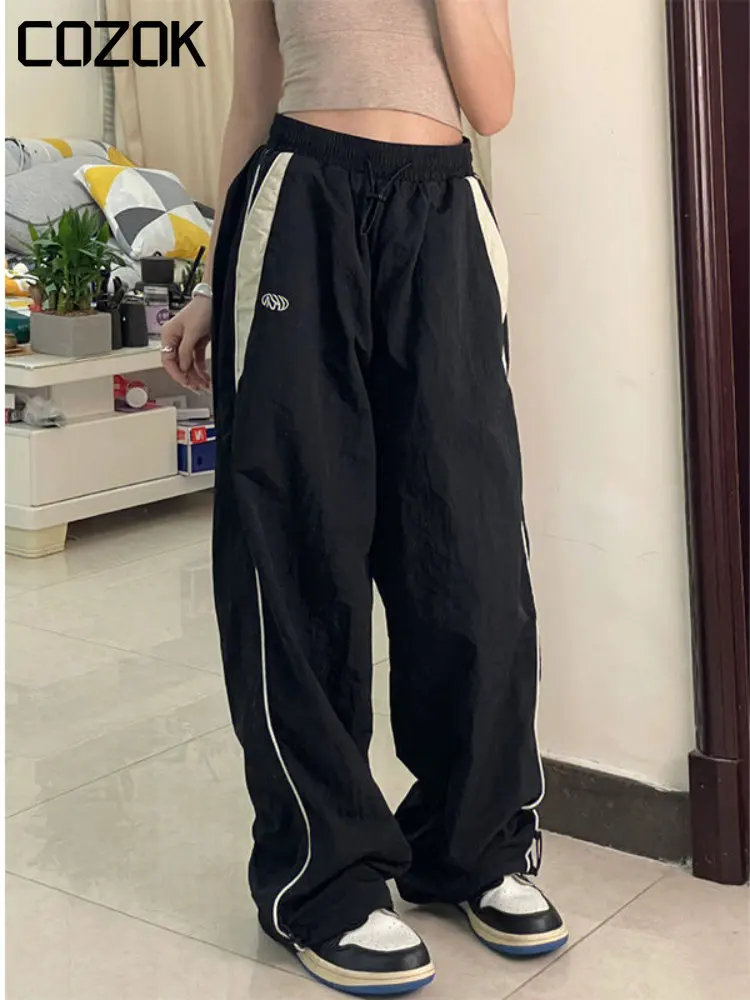 

Женские повседневные мешковатые брюки, Модные Винтажные свободные Джоггеры в стиле хип-хоп, уличная одежда в стиле Харадзюку, женские спортивные брюки BF с широкими штанинами
