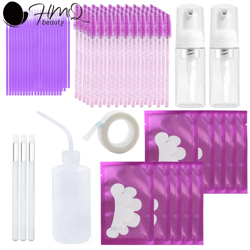 

Набор принадлежностей для наращивания ресниц, набор микрощеток для туши для ресниц, палочки, патчи для глаз, шампунь для ресниц, мусс, бутылк...