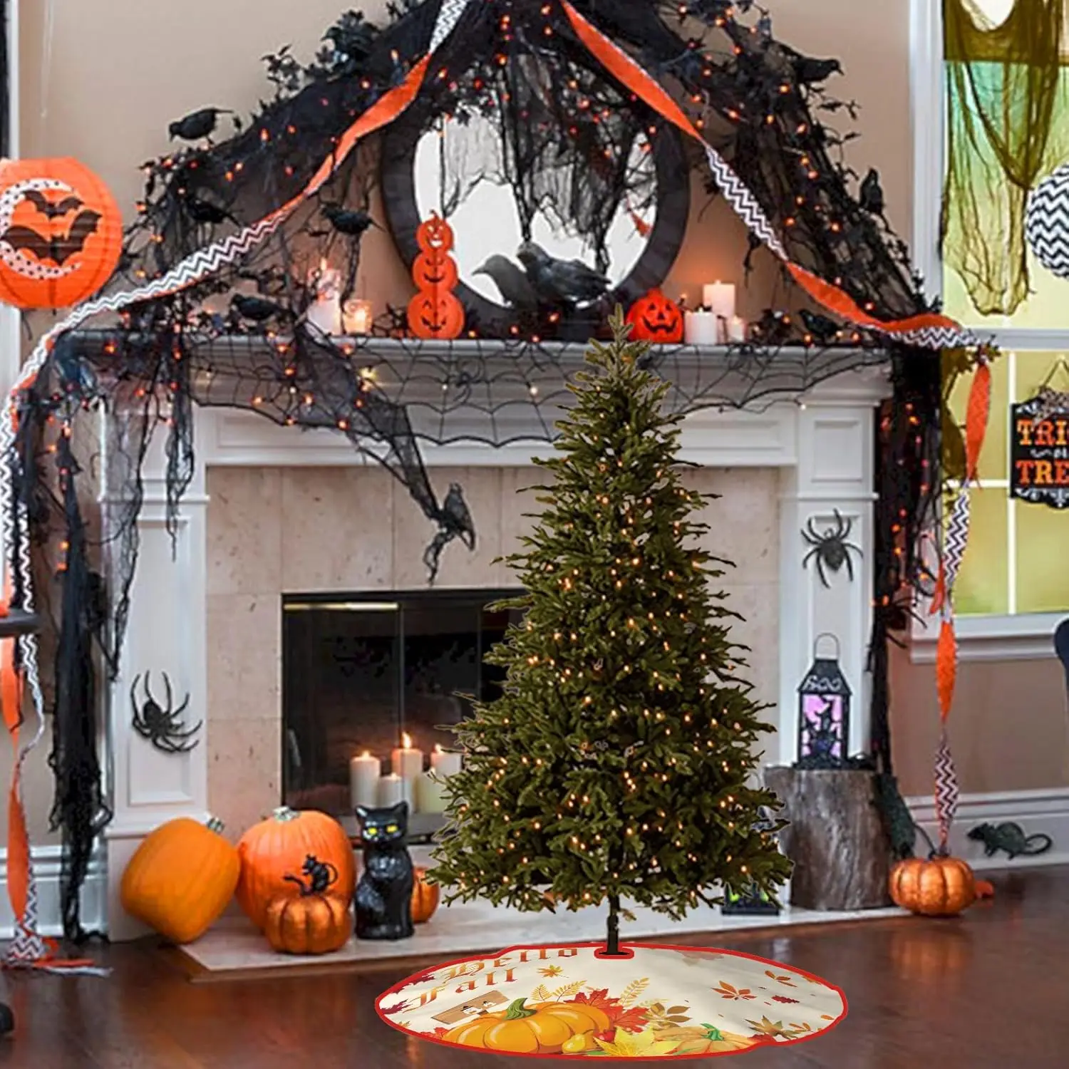 Юбка на елку Hello Fall 30 дюймов осенняя юбка с кленовыми листьями и ягодами для