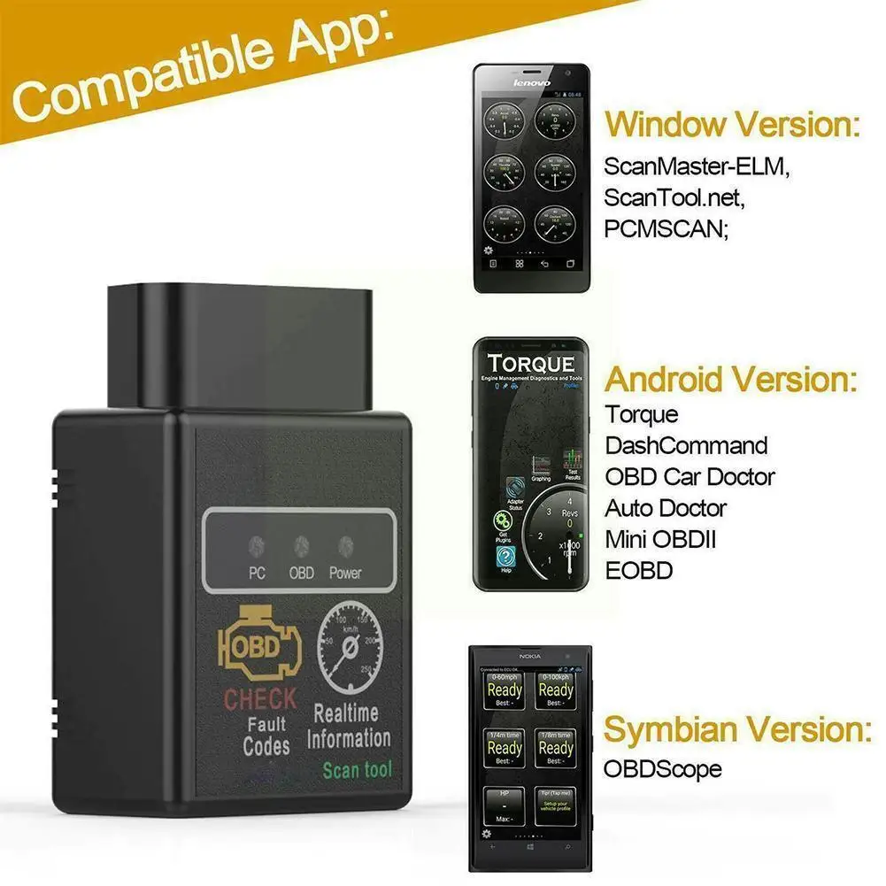 

Диагностический адаптер Hh Obd Elm327 V2.1 Bluetooth Obd2 Obdii Can Bus, новейший сканер интерфейса автомобиля, инструмент для автомобиля 2022, двигатель B9q4