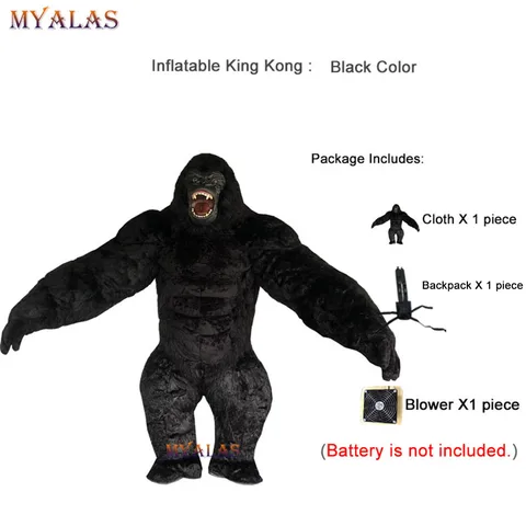 Надувной костюм King Kong для взрослых, плюшевый пушистый талисман, животное, Хэллоуин, Венеция, карнавальный костюм, пушистый костюм, орангутан, Горилла