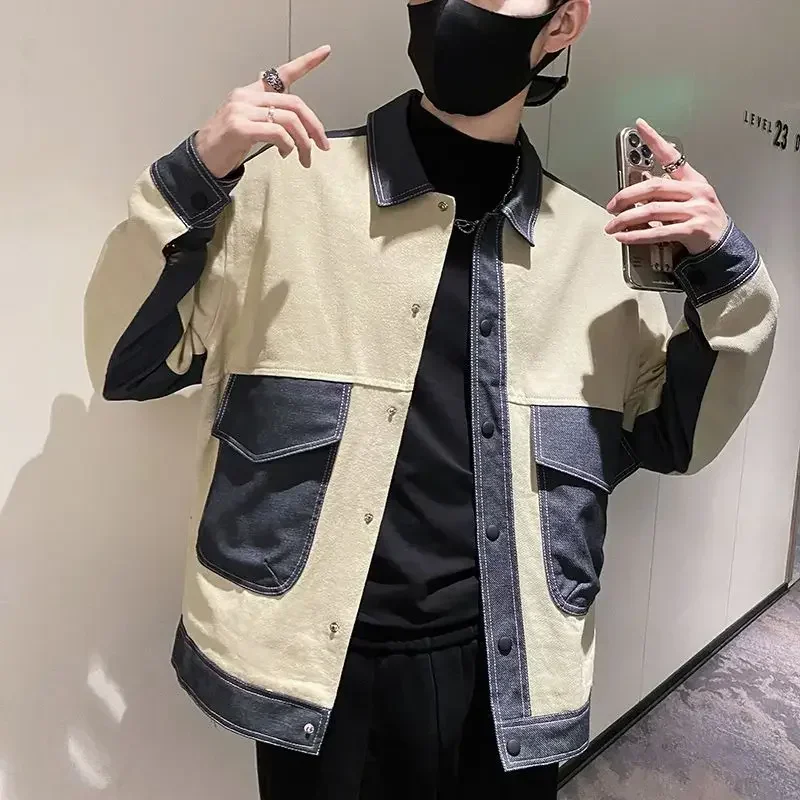 Ковбойское пальто для мужчин Модные джинсовые куртки Мужские свободные осенние