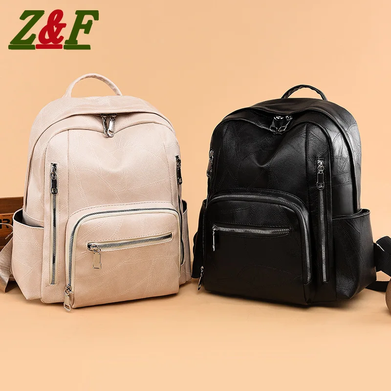 

Backpack Women's 2022 New Bag Large-capacity Women's Ins Backpack Korean Version of the Trendy Soft Leather Travel Bag Channels