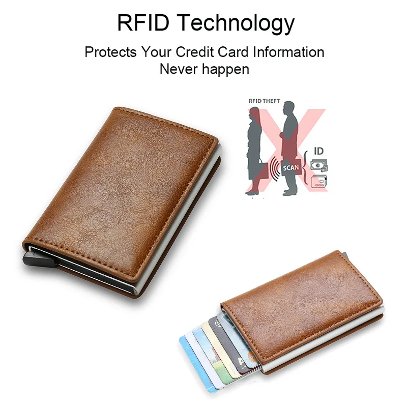 DIENQI Carbon Fiber Card Holder Wallets Men Brand Rfid Black Magic Trifold Leather Slim Mini Wallet Small Money Bag Male Purses images - 5