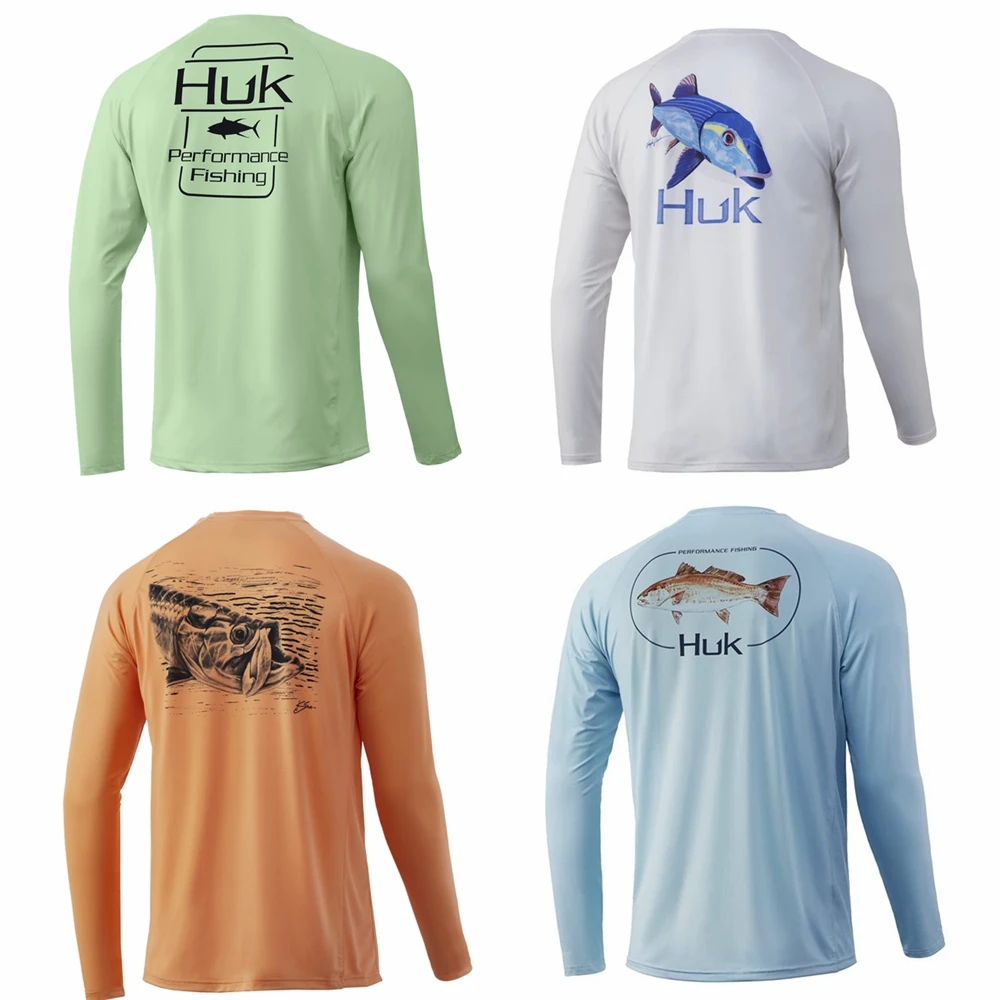 

HUK Fishing Shirts Men Performance Long sleeved Fishing Clothing Summer Uv Protection Tops UPF 50 Fishing Jersey Camisa De Pesca