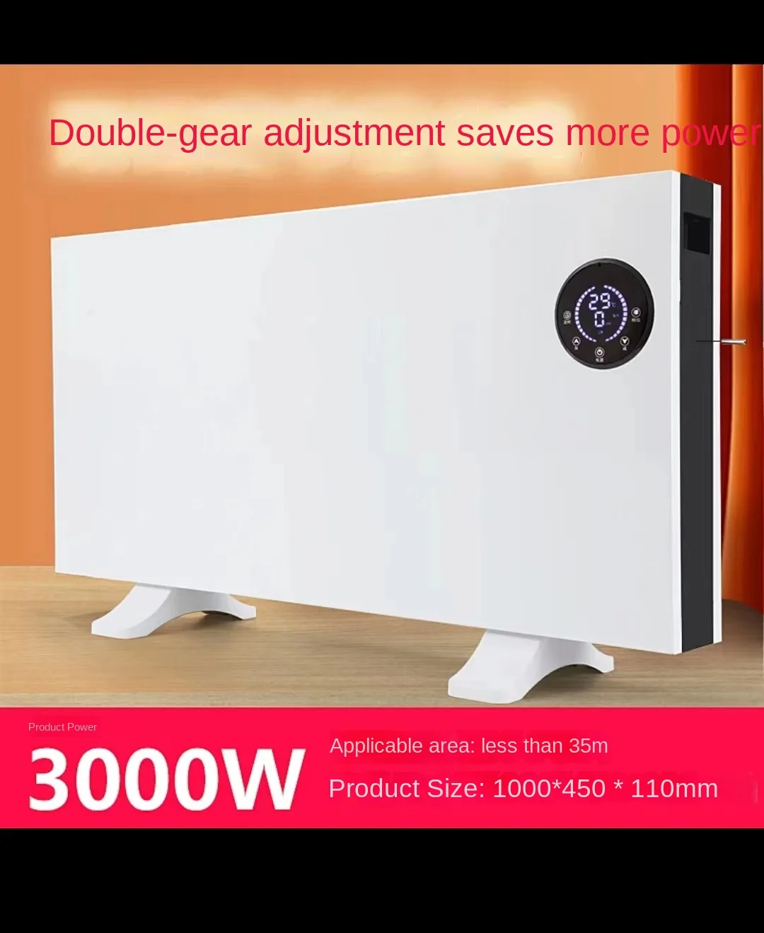 2500 Вт Настенный электрический стеклянный конвекторный обогреватель для ванной