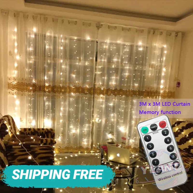 

3x3m 300 led string fairy lights Wedding garden party led curtain Decor Christmas Garlands light string led lights Decoration