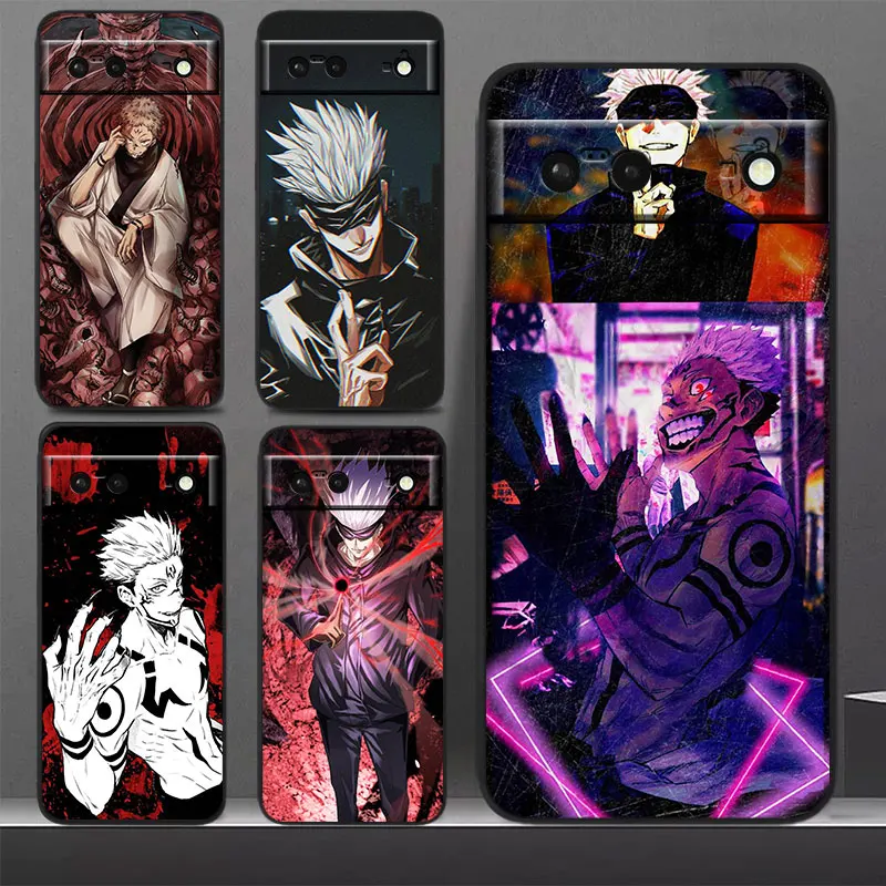 

Japan Hot Anime Jujutsu Kaisen Phone Case For Google Pixel 7 Pro 6 Pro 6A 5A 5 4 4A XL 5G Black Soft Cover Fundas Cover