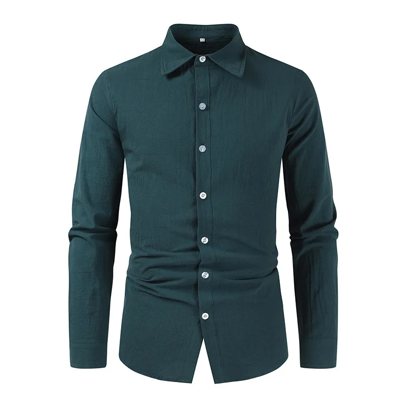 CIGY-новинка мужская Свободная Повседневная рубашка из хлопка и льна с отложным