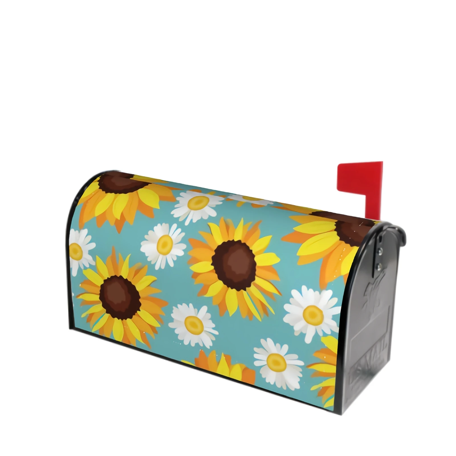 

Sunflower Mailbox Covers Magnetic Chamomile Flowers Mailbox Wraps 21" X 18" Waterproof Turquoise Post Letter Box Cover
