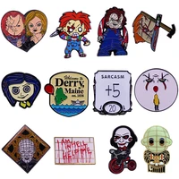 d3465 homegaga horror movies punk enamel pins brooch men women metal lapel pin backpacks badge jewelry gifts for friends