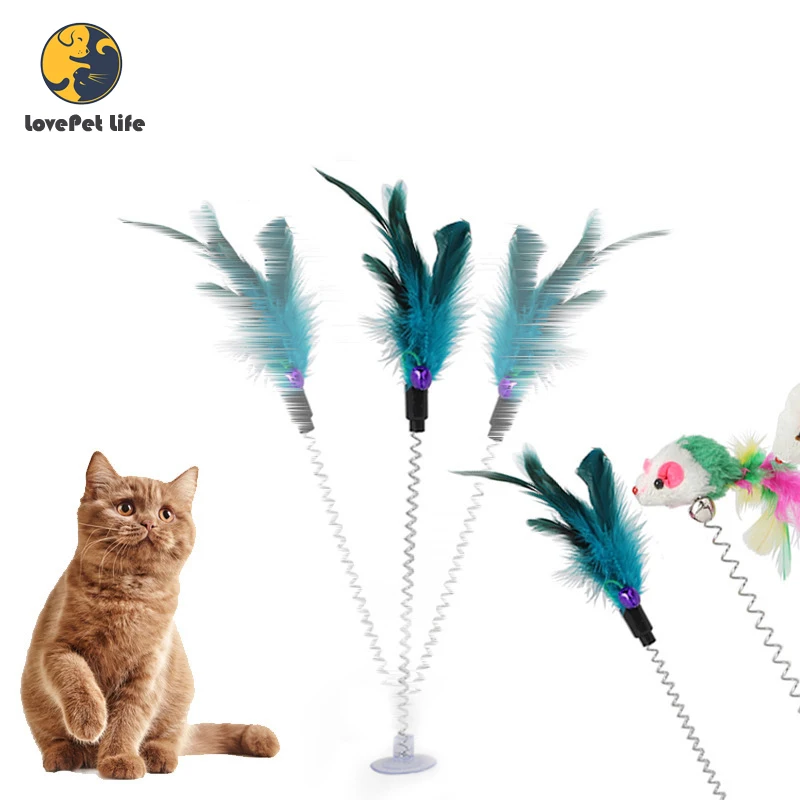 

Cat Toy Random Color Suction Cup Spring Feather With BellSpring Mouse Pet Toys Cat Interactive Multicolor Pet Supplies