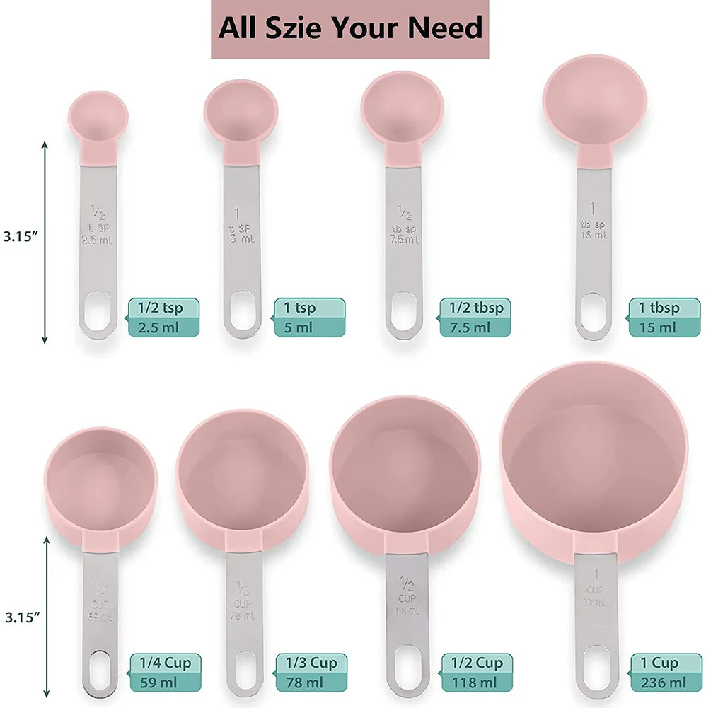 

Brand New Measuring Cups Kitchen Tools Stainless Steel 1 Cup 1 Tsp 1/2 Cup 1/2 Tsp 1/3 Cup 1/4 Cup 4 Measuring Cups