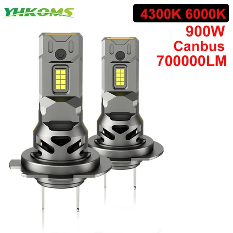Комплект светодиодных фар YHKOMS H7 H4 Мини-лампа 900 Вт 700000 LM 6000K 4300K CSP для автомобильных фар 12 В белые автоматические противотуманные фары H7 Led Turbo