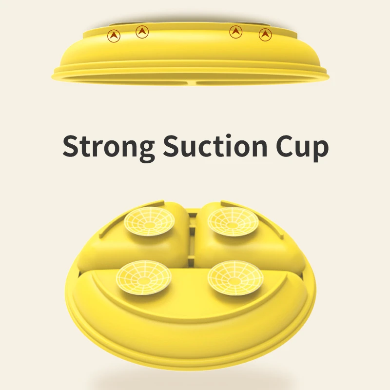 Retro Kids Feeding Plate Silicone Sucker Bowl Baby Infant Safe Dining Plate Cute Cartoon Smile Face Children Dishes Tableware