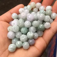 10mm Myanmar Jade Pumpkin Beads For Jewelry Making Diy Bracelet Necklace Burma Jadeite Hand-carved Jades Stone Bead Accessorie