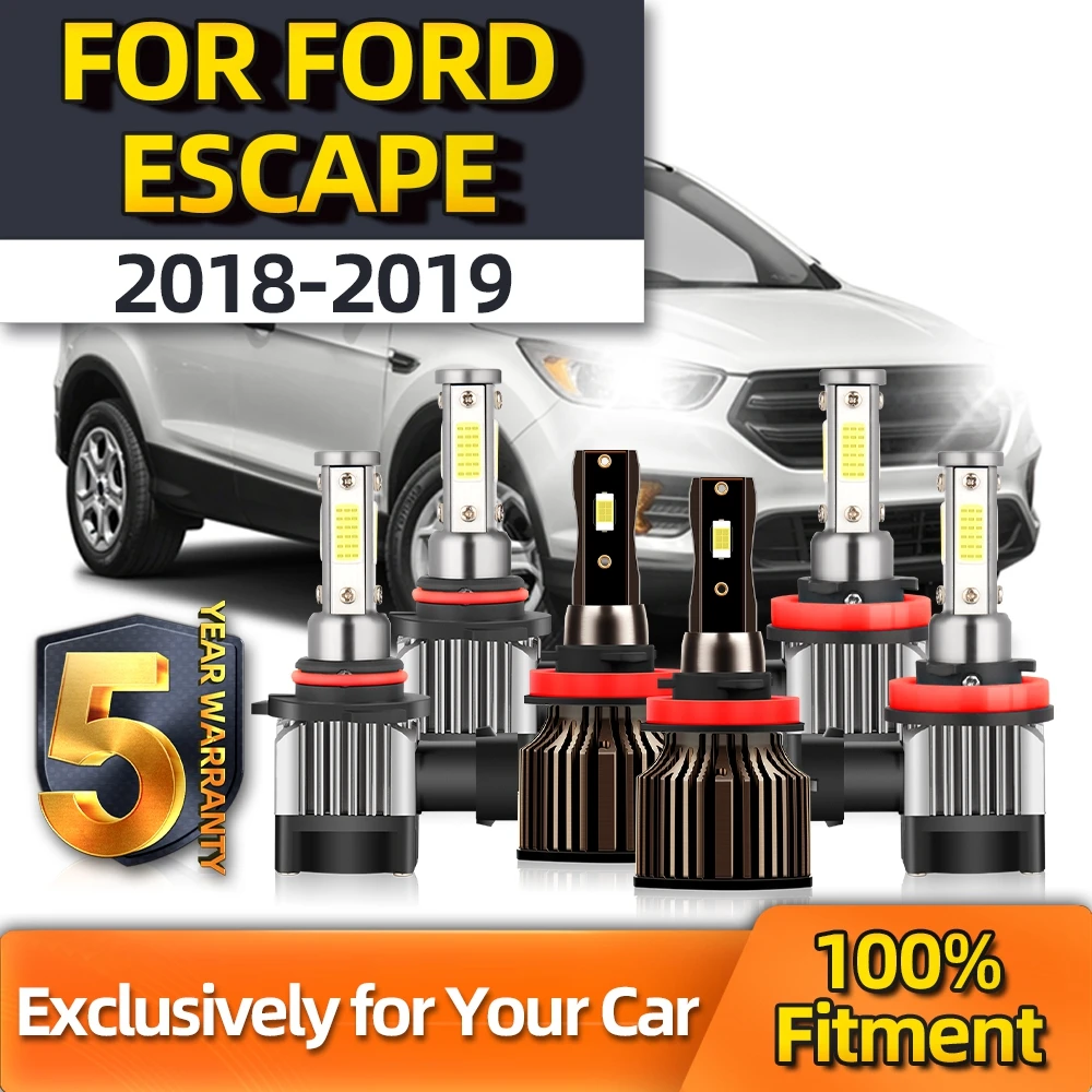 

For Ford Escape Brightness Car Lamps Kit White Low H11 High 9005 Fog Lights 120W 20000LM 6500K 200M Lighting Range 2018 2019