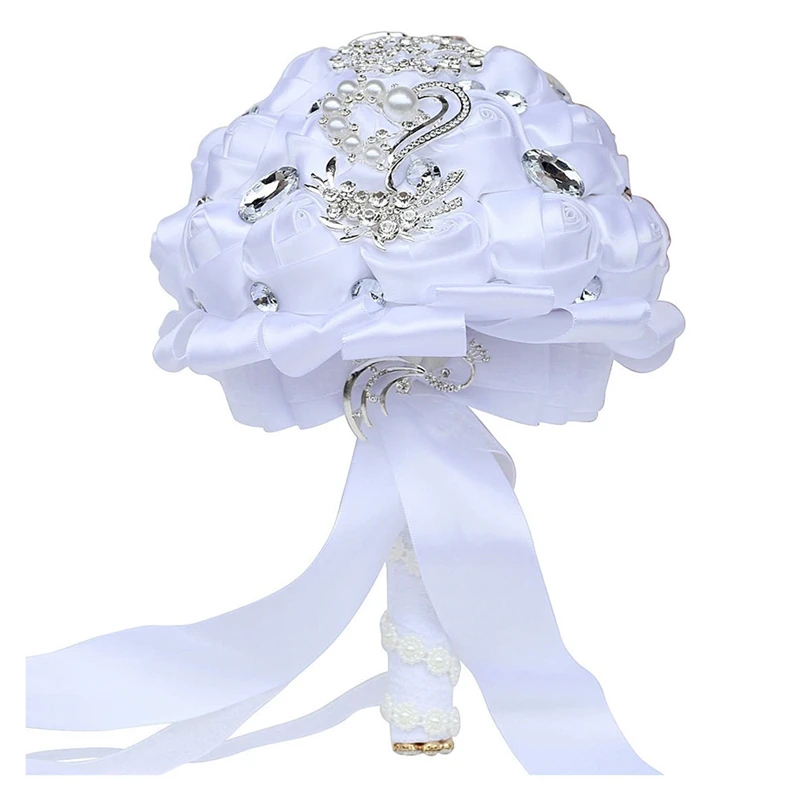 

Handmade Romantic Wedding Bouquet Bride Holds Bouquet Wedding Decoration Silk Flower And Rhinestone Decoration