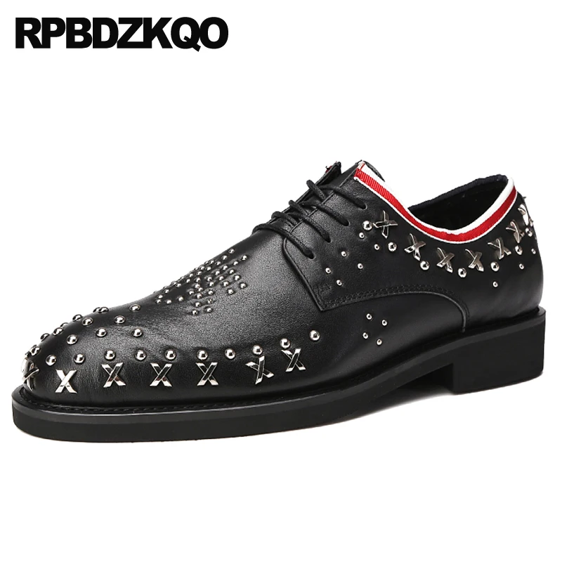 

Oxfords Rivet European Designer Men Dress Shoes Luxury Brand High Quality Club Party Italy 11 Big Size Spike Runway Stud Metal