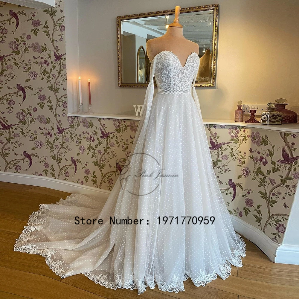 

Off Shoulders Princess V Neck White Wedding Dresses For Women 2023 New Summer A Line Sweep Train Bridal Gowns With Soft Tulle