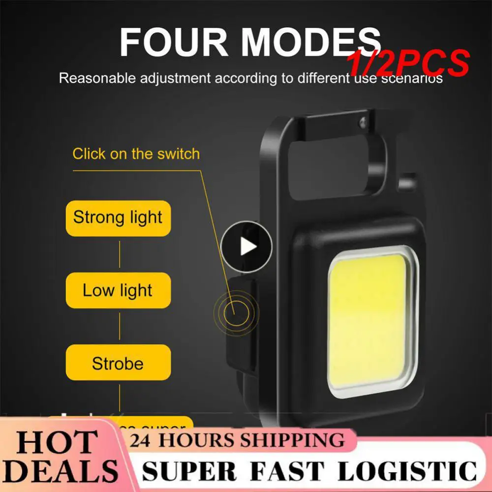

1/2PCS Mini LED Flashlight Keychain Light Multifunctional Portable COB Camping Flashlights USB Charging Work Lights fishing