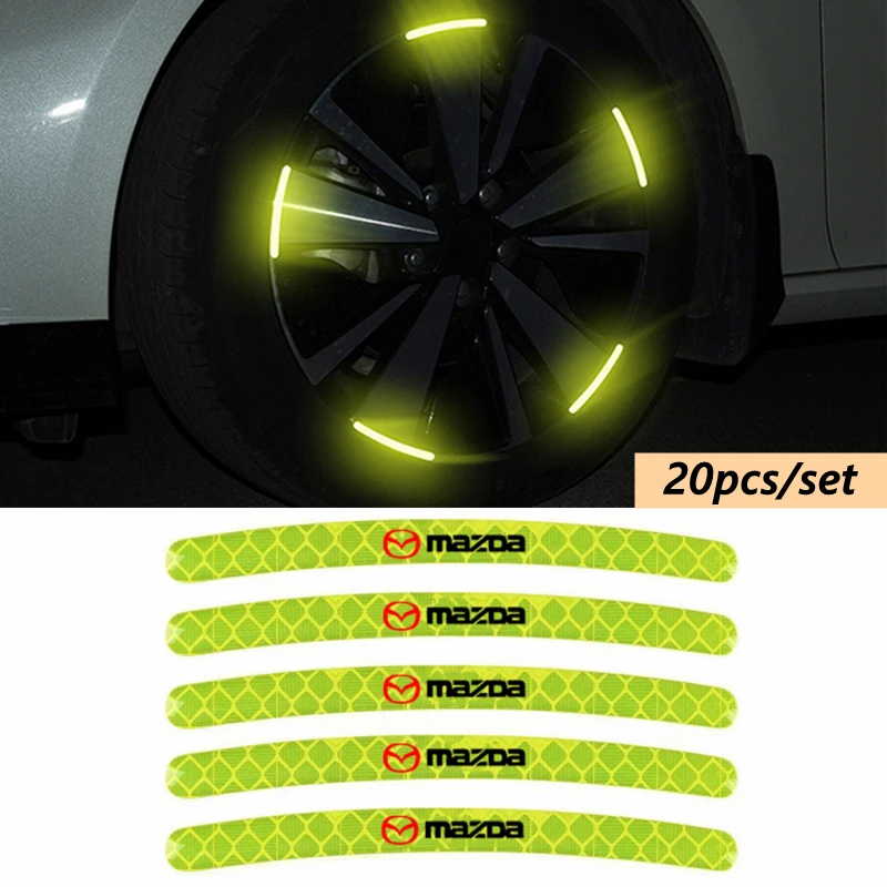 

20pcs Car Luminous Stickers Wheels Rim Decal Reflective for Mazda Logo CX5 CX3 CX9 CX7 CX6 6 Protege Axela RX7 MX5 CX9 Atenza