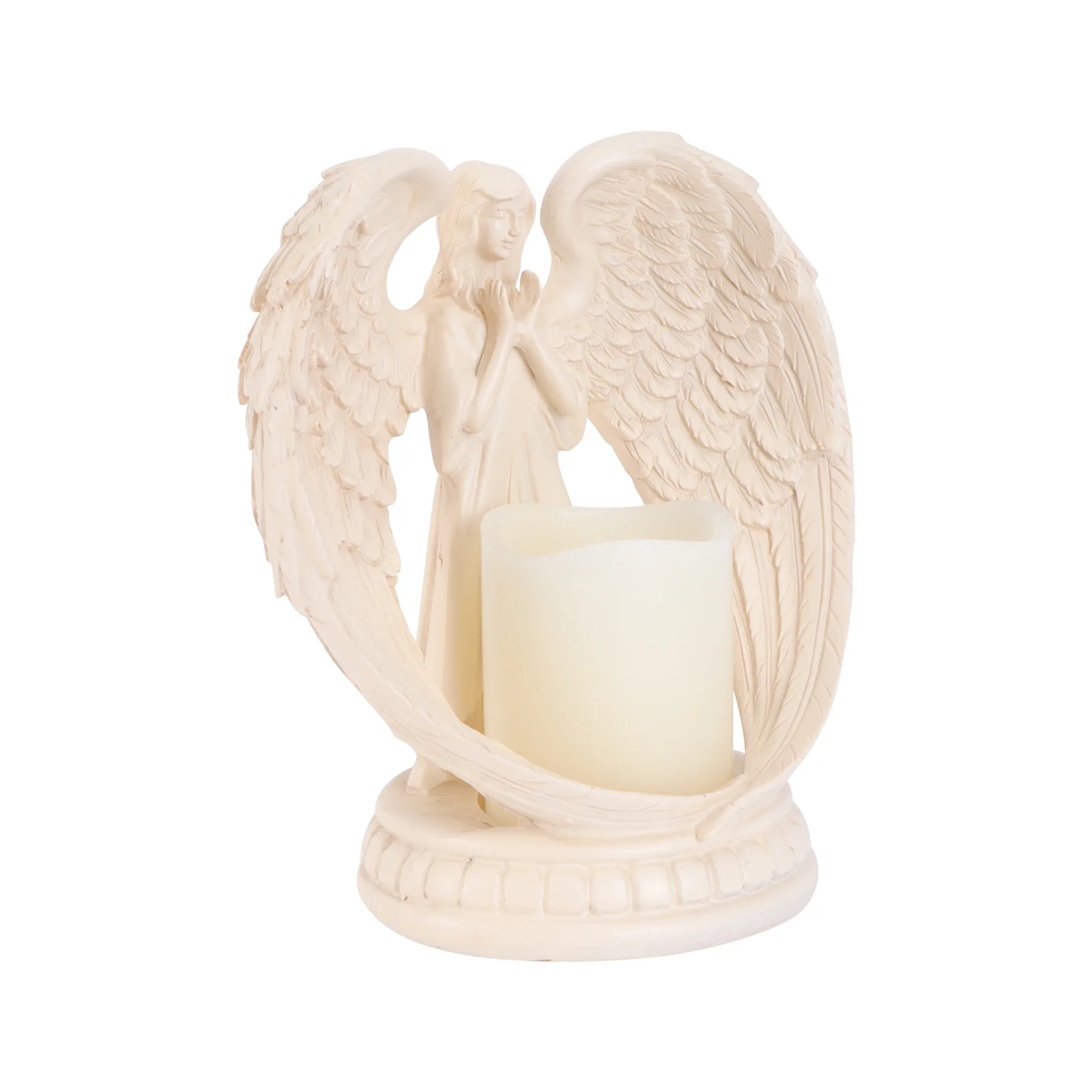 

Angel Candlestick Vintage Candlestick Holders Flamless LED Stand Wings Figure Resin Holder