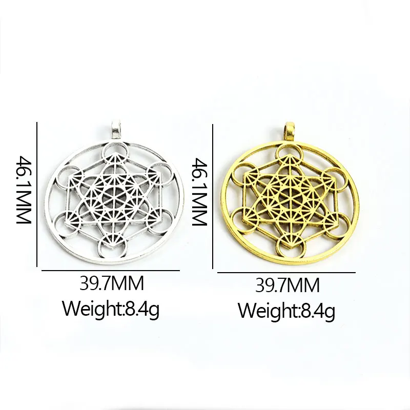 2pcs Large Archangel Metatron Cube Charms Sacred Geometry Symbol Round Pendants for Necklaces Earrings Jewelry Handmade Findings images - 6