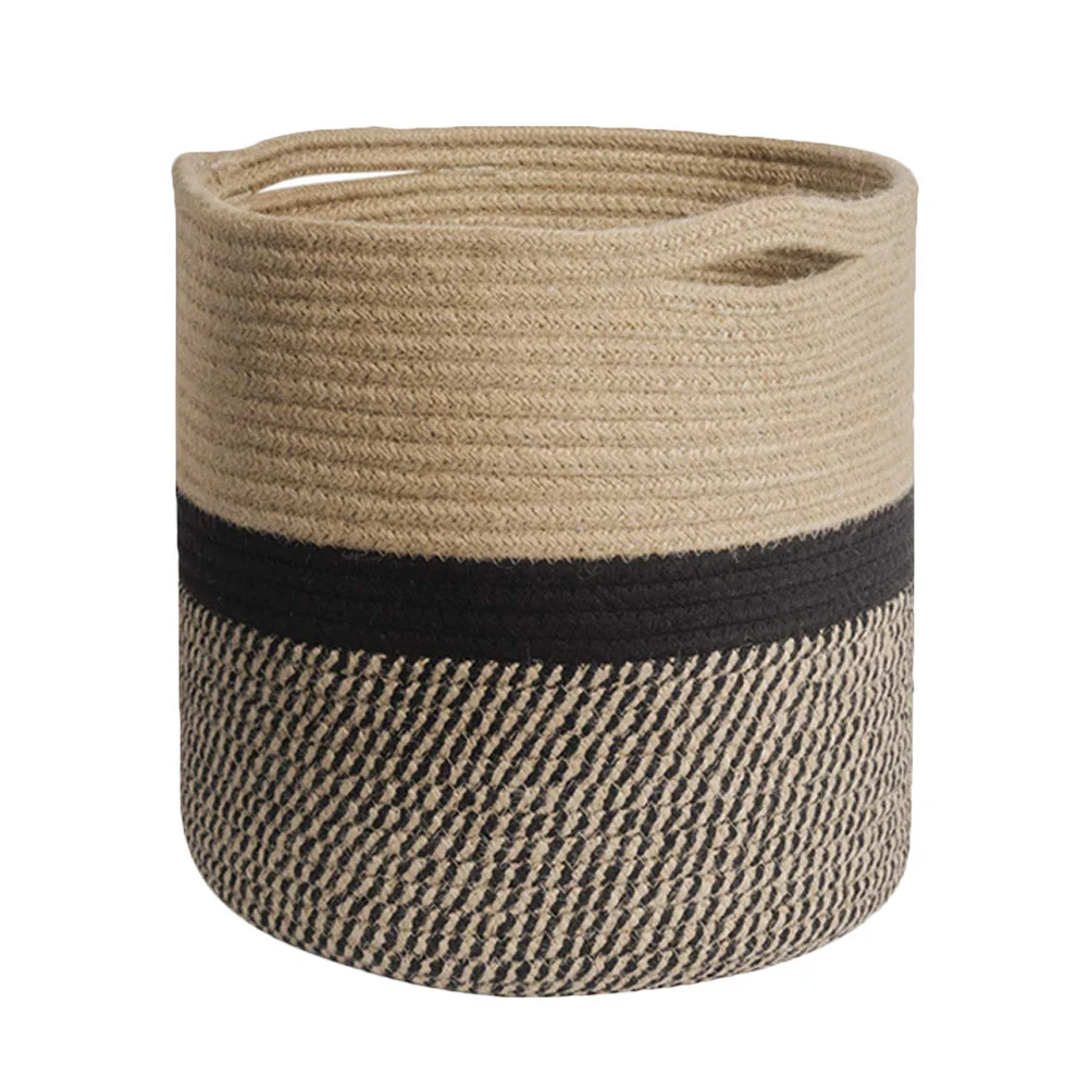 

Storage Basket Cloth Clothes Organizer Container Holder Hamper Pot Flower Woven Toy Sundries Wardrobe Weaving Desktop Closet