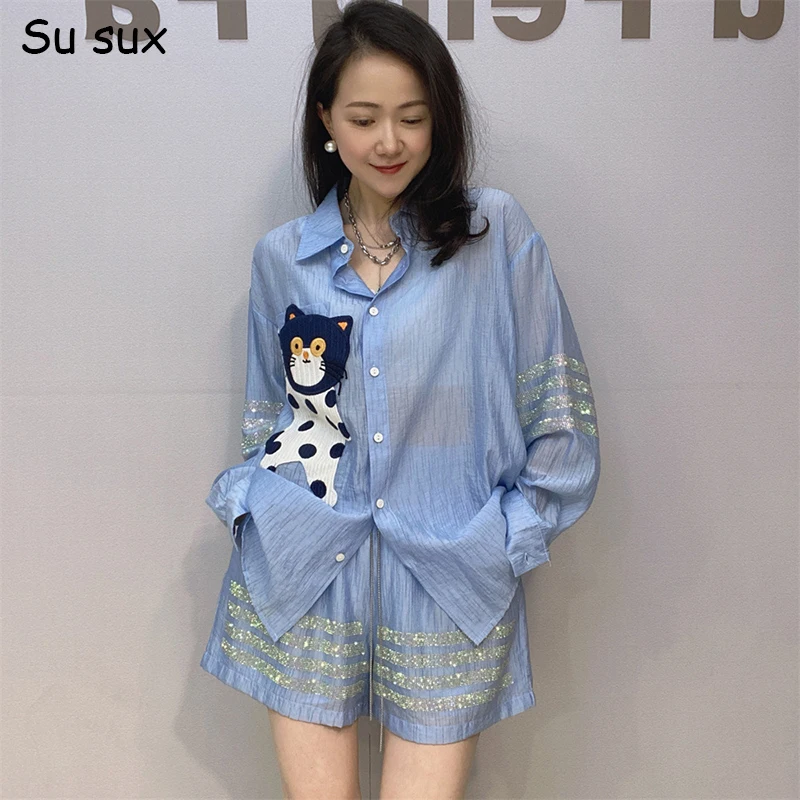 Повседневная блузка с длинными рукавами и рубашка героями мультфильмов комплект