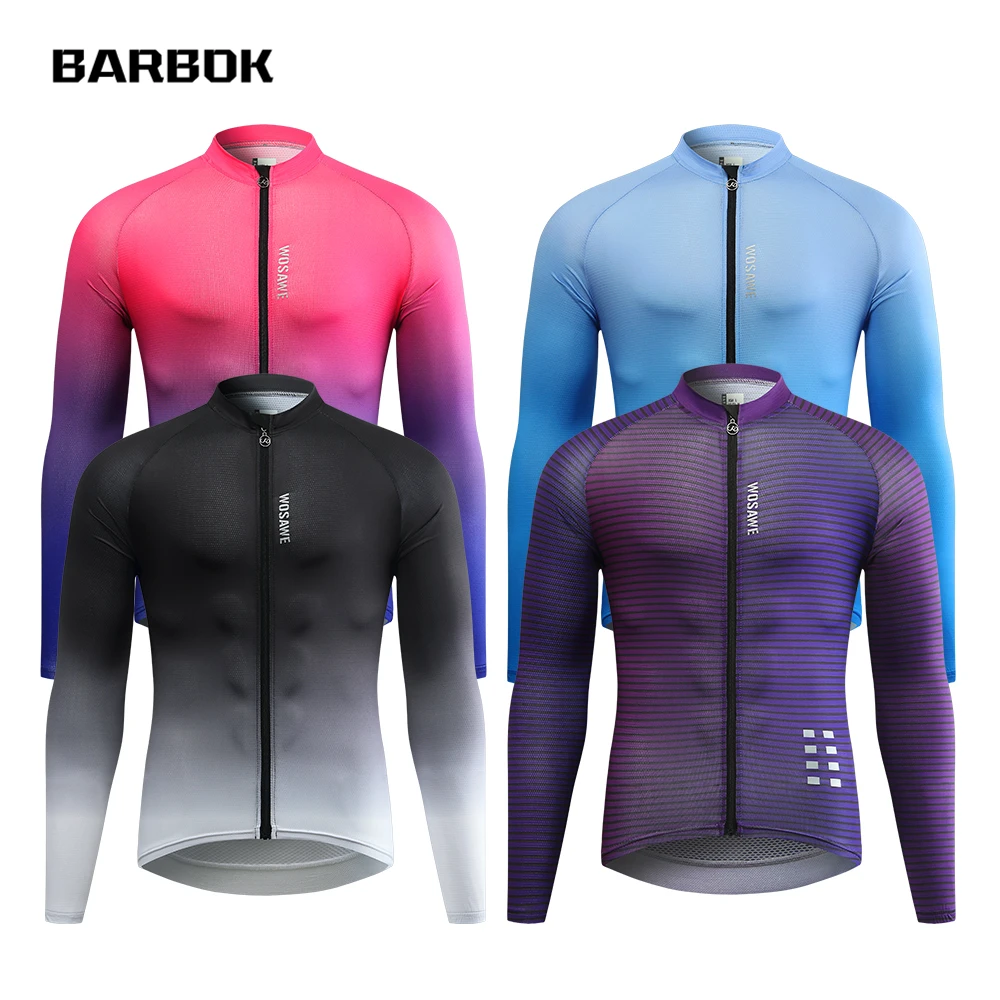 

Мужская футболка WOSAWE Pro для велоспорта, сетчатая дышащая одежда с длинным рукавом, быстросохнущая, серия градиентных цветов, для езды на вел...